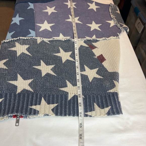 Free People Rare Stars Stripes Pullover 
oversized patriotic sweater Red ZipperS - Picture 9 of 10